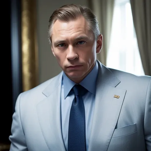 Best quality, masterpiece, ultra high res, (photorealistic:1.4), portrait of a man in suit, putintheking, strong body builder, detailed skin, cinematic lighting <lora:putintheking:0.7>