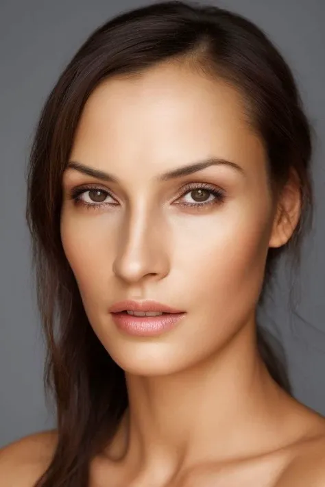 full color face photography of  woman, oiled shiny skin, (focus on face:1),
plain grey background,
masterpiece, best quality, sharp focus, highres 8k uhd, ultra-detailed, rim light, high contrast, HDR,
 <lora:rMadArt3_NoiseOffset:1>    <lora:CR-FamkeJanssen_v10-natinitakira:0.7>