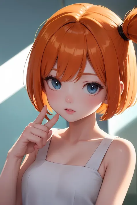 1girl, <lora:Occult_drawing_style_v0.2_SDXL:0.5>, 0ccult, <lora:Yoru Mac XL:0.5>, orange hair, short hair, bob cut, sweater, sitting on chair, feet, (8k, masterpiece, best quality, ultra-detailed), (an extremely delicate and beautiful)kawaii, cute, very big eyes, Aesthetic Anime Eyes, small face, large breasts, cinematic lighting, , Intricate, High Detail, Sharp focus, dramatic, masterpiece, best quality, ultra-detailed,, very thin waist, <lora:SDXL_MassiveCowsLoRA_v1:0.1> breasts, cleavage, slim body,