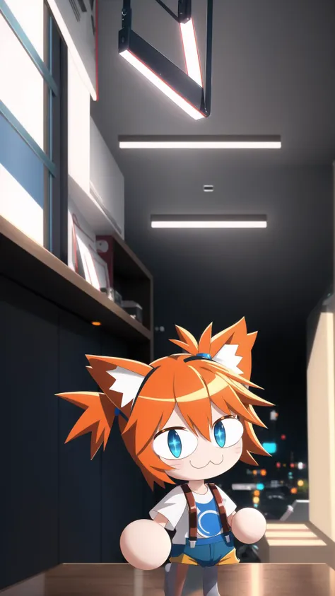 <lora:Neco-Arc:0.8> neco-arc, necopose, 1girl, full body, :3, cat ears, chibi, cat girl, cat tail, solo, slit pupils <lora:misty by Goofy Ai:1> (misty pokemon, side ponytail:1.15), short hair, orange hair, blue eyes, yellow t-shirt, blue shorts, 
red suspenders, masterpiece, best quality, extremely detailed, highly quality, 4k, sharp focus, professional, sharp focus, award winning, cinematic lighting, octane render, unreal engine, volumetrics dtx, Wallpaper,