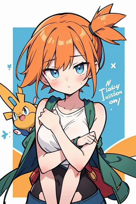 (masterpiece, best quality), 1girl,  <lora:misty by Goofy Ai:1> misty pokemon, short hair, orange hair, blue eyes