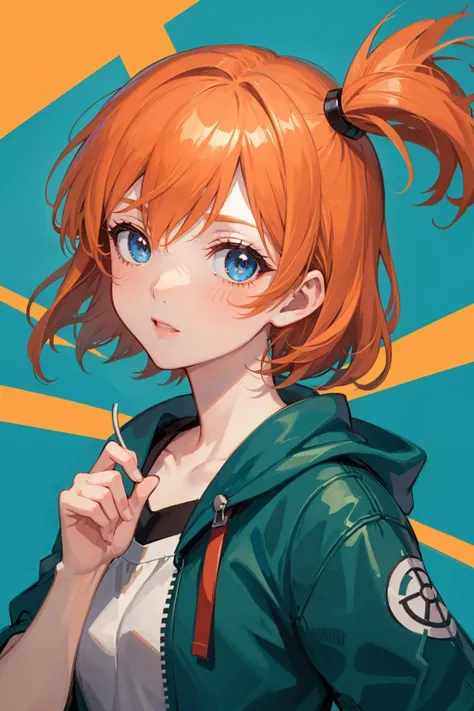 1girl,solo ,anime style ,superfine resolution , very smooth , best quality , extra details , <lora:misty_pokemon:1> short hair, orange hair, blue eyes, misty pokemon , void background ,