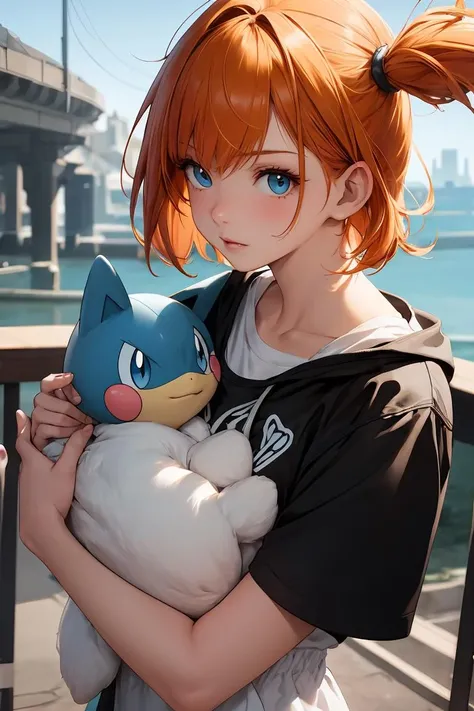 (masterpiece, best quality), 1girl, <lora:misty by Goofy Ai:1> misty pokemon, short hair, orange hair, blue eyes