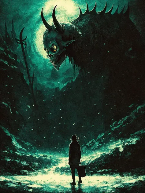 DarkSpheraStyle, Spiritual World, low View, scary evil demonic horrific demon Satyr, horns, demons tails, siting in dark,  fantasy world, highly detailed, film grain, horror (theme)  <lora:DarkSpheraStyle:0.7>