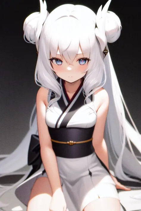 masterpiece, best quality, highres, 1girl le malin muse white hair <lora:le_malin_muse_no_outfit:1> kimono, sitting
