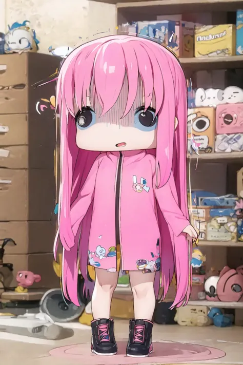chibi, full body, <lora:blindbox_V1Mix:0.8>, <lora:6o9Face_v1:1.1>, <lora:hitoriGotohBocchiThe_v1:0.5>, <gotou:1>, pink hair,