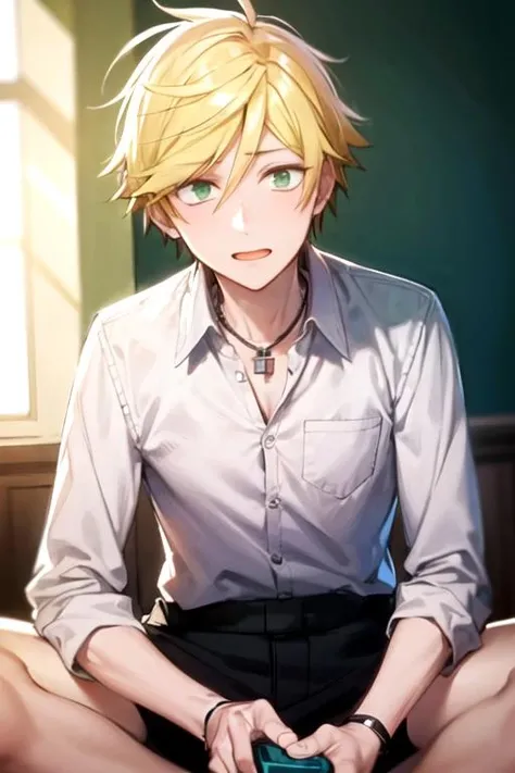 masterpiece, best quality, sketch, 1boy, solo, male focus, looking at viewer, , depth of field, <lora:masahiro_setagawa:0.72>, masahiro_setagawa, blonde hair, green eyes, , aztec, HD-DVD