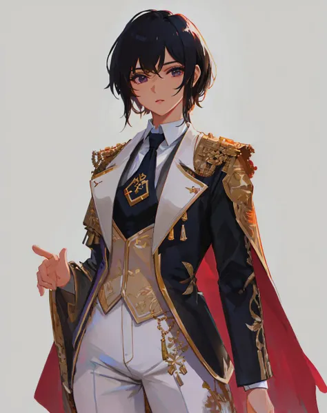 4K, Masterpiece, highres, absurdres,
solo, shirt, black hair, standing, jacket, white shirt, female focus, necktie, pants, dark skin, parody, dark-skinned female, realistic, woman wearing epMatador outfit
<lora:epMatador1:1>