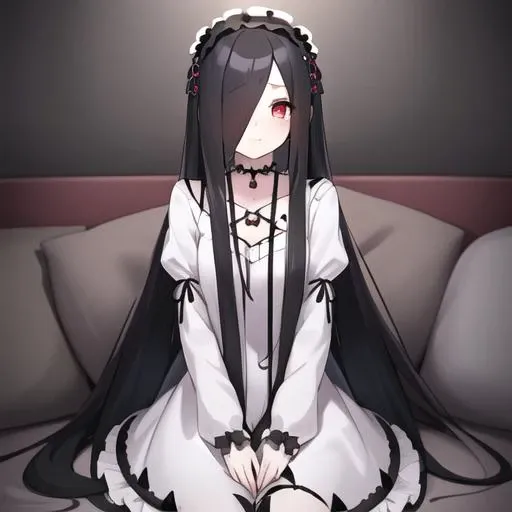 ((masterpiece)),(best quality), sadako_yamamura,red eyes, white dress,<lora:Sadakobest:0.7>,<lora:gothGals_v10:1>, ((gothgal)), wearing a gothgal outfit,