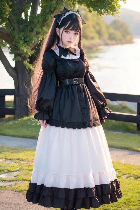(8k, best quality, masterpiece:1.2), (realistic, photo-realistic:1.37), ultra-detailed, (1girl:1.6),cute, beautiful detailed sky,(outdoors:1.4), night, standing, dating,(nose blush, blush),(light smile:1.15), (closed mouth:1.2), large breasts, beautiful detailed eyes, (collared shirt:1.1), wet, rain, white lace, (long hair:1.2), floating hair NovaFrogStyle, full body, <lora:gothGals_v10:1> gothgal, looking at viewer, wearing a goth gal outgfit, adult, eyeliner,