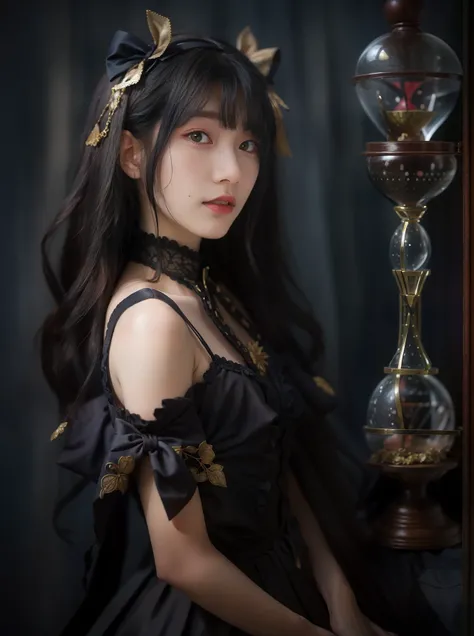 wearing a GothGal white outfi,dress,frills,ribbon,GothGal,<lora:edgGothGal_MINI:1>,
(Gilt hourglass,simple background:1.4),
professional photography,8k,best quality,masterpiece,realistic,photo-realistic,<lora:S-shape body(1.5-2.5)_v1.0:-0.3>,<lora:ClothingAdjuster3:-0.3>,<lora:SD1.5lQI_v1.0:0.5>,<lora:freckle_slider_v1:0.5>,<lora:AdvancedEnhancer:1>,