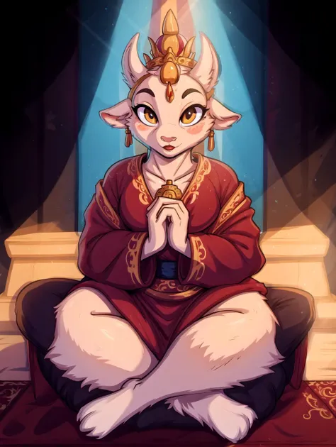 ((masterpiece), best quality, high quality, professional quality, highly detailed, highres, perfect lighting, natural lighting), cartoony:1.5, cow furry:1.5, sitting, crossed legs, buddha pose, wearing buddha clothing, sticker, FurryDalle, <lora:StickersRedmond15Version-Stickers-Sticker:1.5>, <lora:cutemix5:0.6>, <lora:DalleStyleTest-08:0.4>, <lora:DerpixonStyle:0.4>