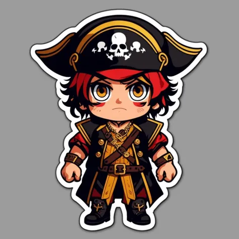 A pirate boy 
,sticker,,stickers
, <lora:StickersRed15PasWithTE:1>