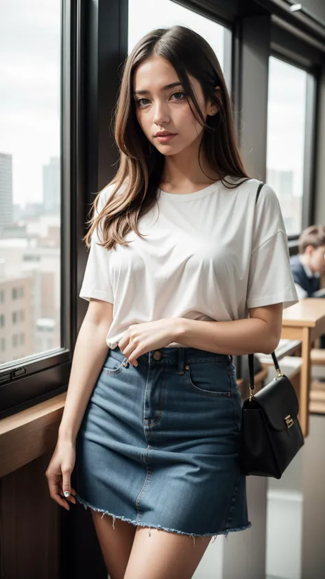 best quality,masterpiece,illustration,an extremely delicate and beautiful,CG,unity,8k wallpaper,ultra-detailed,highres,extremely detailed,realistic,Amazing,finely detail,incredibly absurdres,huge filesize
1girl,looking at viewer,outdoors,short sleeves,pleated skirt,standing,building,city,office,beautiful detailed girl, detailed skin texture, (blush:0.5), (goosebumps:0.5), subsurface scattering