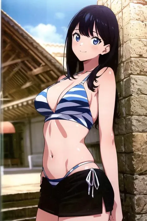 best quality, highres, absurdres, ultra detailed, <lora:takaradaRikka_takaradaRikka:0.8>, TakaradaRikka, alternate outfit bikini, 1girl, bikini, solo, breasts