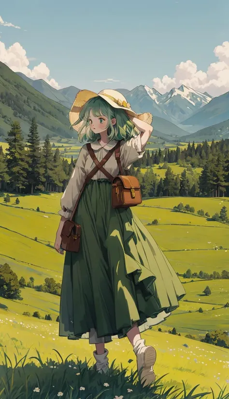 In a green meadow stands a girl leading a group of knights.
BREAK
With a brave expression, she guides them towards their destination.
BREAK
Behind her, a green forest stretches out and beyond that, mountains rise in the distance.
BREAK
The most suitable effect for this scene would be a watercolor painting technique to capture the softness of the meadow and the fluidity of the movement. <lyco:littledog:1.0>