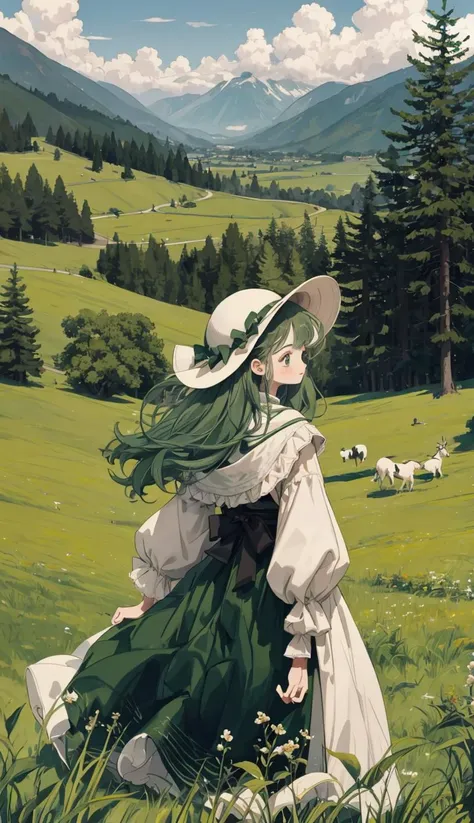 In a green meadow stands a girl leading a group of knights.
BREAK
With a brave expression, she guides them towards their destination.
BREAK
Behind her, a green forest stretches out and beyond that, mountains rise in the distance.
BREAK
The most suitable effect for this scene would be a watercolor painting technique to capture the softness of the meadow and the fluidity of the movement. <lyco:littledog:1.0>