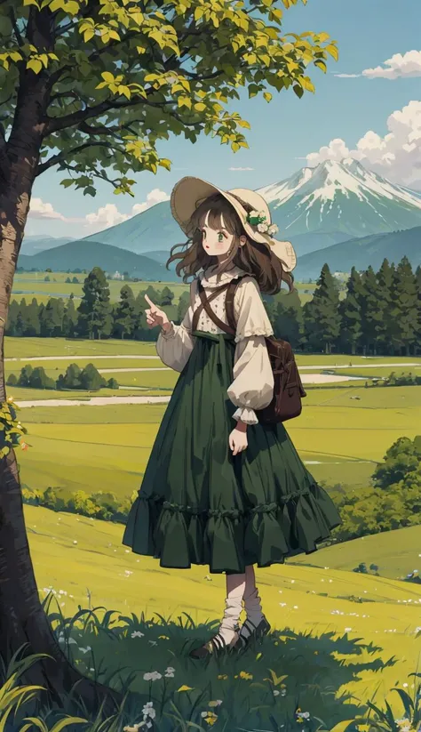 In a green meadow stands a girl leading a group of knights.
BREAK
With a brave expression, she guides them towards their destination.
BREAK
Behind her, a green forest stretches out and beyond that, mountains rise in the distance.
BREAK
The most suitable effect for this scene would be a watercolor painting technique to capture the softness of the meadow and the fluidity of the movement. <lyco:littledog:1.0>