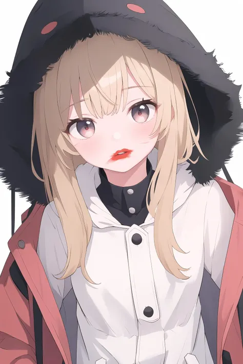 (masterpiece,best quality,absurdres),1girl,solo,asymmetrical hair,parka,upper body,dynamic_angle,
<lora:smeared lipstick_bx-v1.02:1>,smeared lipstick,