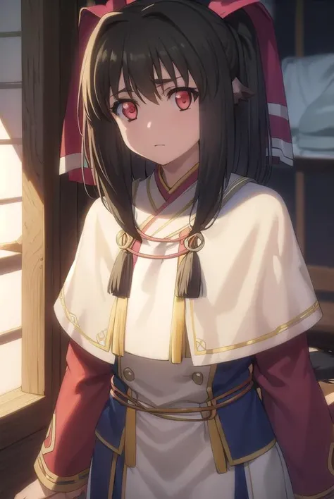 utawarerumononekone, <lora:utawarerumono nekone s2-lora-nochekaiser:1>,
nekone, long hair, brown hair, (red eyes:1.3), ribbon, animal ears, twintails, hair ribbon, mole, mole under eye,
BREAK tail, cape, robe, capelet, long sleeves,
BREAK outdoors,
BREAK looking at viewer, (cowboy shot:1.5),
BREAK <lyco:GoodHands-beta2:1>, (masterpiece:1.2), best quality, high resolution, unity 8k wallpaper, (illustration:0.8), (beautiful detailed eyes:1.6), extremely detailed face, perfect lighting, extremely detailed CG, (perfect hands, perfect anatomy),