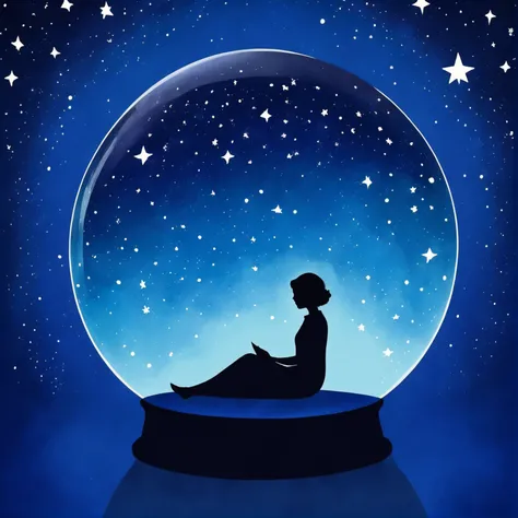 glass orb,stars, minimalist, Navy blue haze, storybook illustration, Dressed in her dark,
<lora:glass_orb_2.0:0.6>