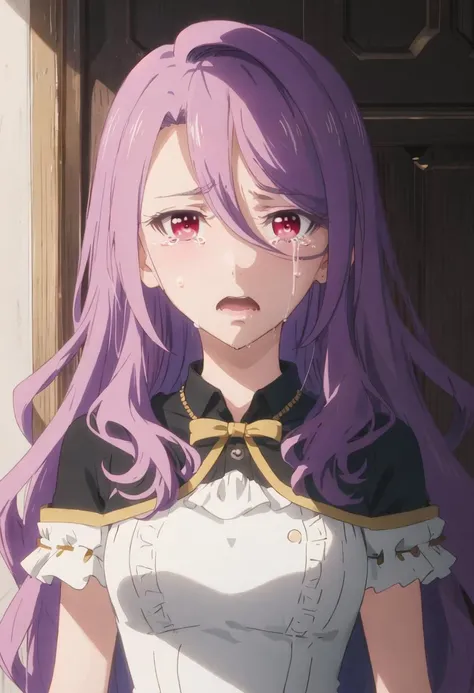 best quality, masterpiece, highres, solo, {emilia_lapisrelights:0.90}, crying, sobbing, tears, portrait, looking at viewer