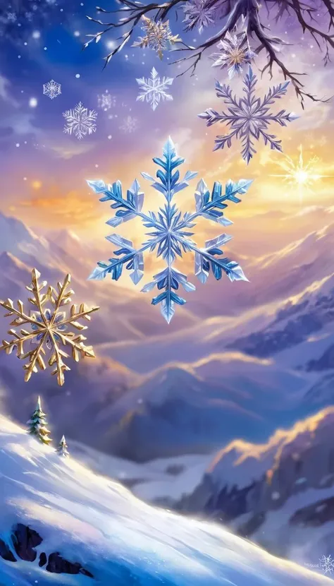 ethereal fantasy concept art of Snowflakes, scenery, detailed background, masterpiece, best quality, high quality, absurdres <lora:snowflakes_xl_v1:1> . magnificent, celestial, ethereal, painterly, epic, majestic, magical, fantasy art, cover art, dreamy
