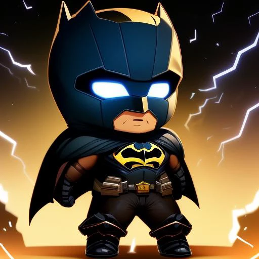 masterpiece, illustration of the Batman standing menacingly and lightnings behind him, dark background