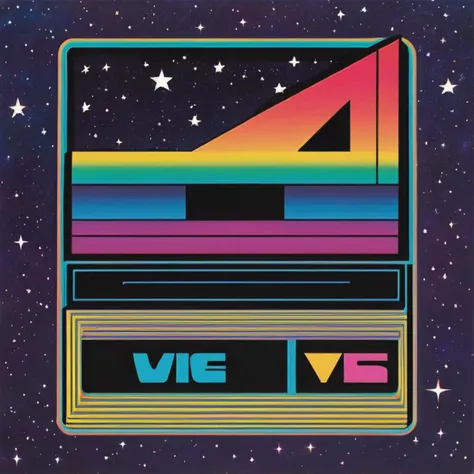 a scan of a logo printed on a VHS : 2, An intergalactic "AmazingAI" logo with letters made of stars and planets, set against a cosmic backdrop, invoking the spirit of space exploration and disco-infused beats; intergalactic:1.8, cosmic:1.7, disco-infused:1.6.<lora:VHS_Style:1>