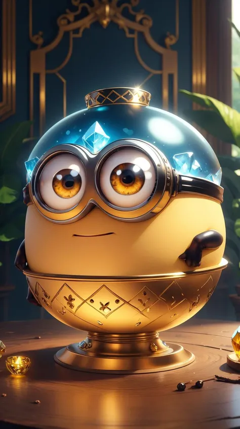 <lora:MinionStyle:0.7> MinionStyle decorative bowl, large minion-style eyes. phcrystal decorative bowl <lora:crystal_v1:0.7>, (Masterpiece:1.3) (best quality:1.2) (high quality:1.1)