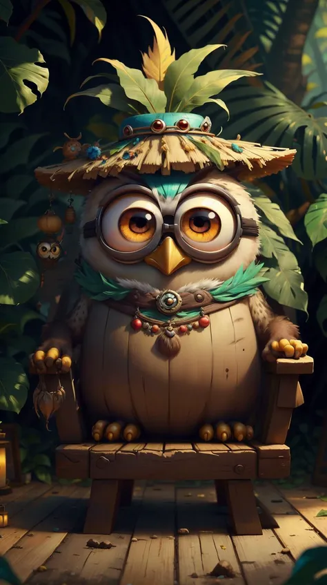 <lora:MinionStyle:0.7> MinionStyle wise old owl familiar, large minion-style eyes. tikiai wise old owl familiar <lora:TikiAI:0.7>, (Masterpiece:1.3) (best quality:1.2) (high quality:1.1)