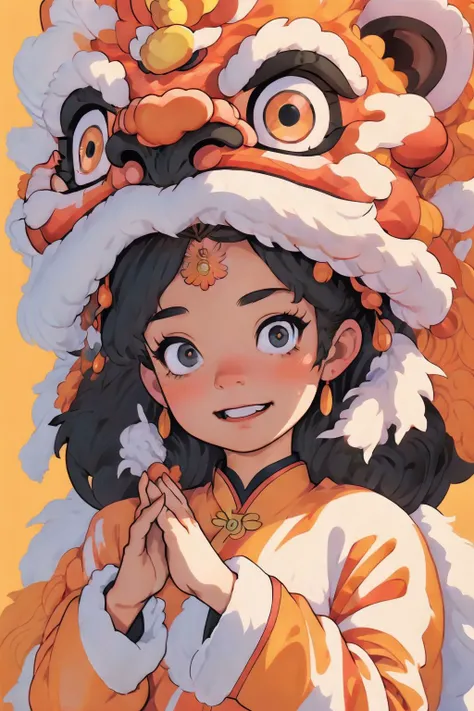 <lora:minimal_vector_style:0.8>, 1girl, looking at viewer, solo, <lora:LionDanceV1:0.7>, lion_dance, (masterpiece, best quality, high quality, highres, ultra-detailed),