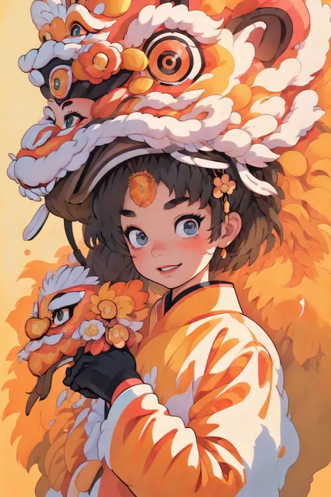 <lora:minimal_vector_style:0.8>, 1girl, looking at viewer, solo, <lora:LionDanceV1:0.7>, lion_dance, (masterpiece, best quality, high quality, highres, ultra-detailed),