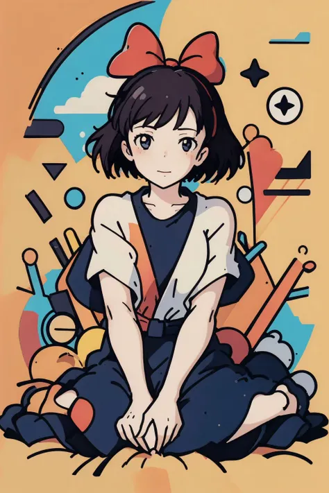 <lora:minimal_vector_style:1>, 1girl, looking at viewer, solo, kiki, red hair bow, black robe , <lora:kiki_v1:1>, (masterpiece, best quality, high quality, highres, ultra-detailed),