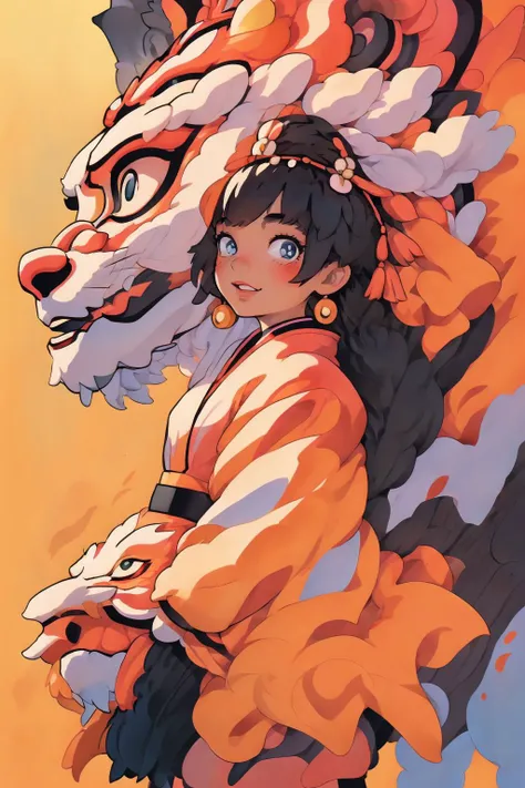 <lora:minimal_vector_style:0.8>, 1girl, looking at viewer, solo, <lora:LionDanceV1:0.7>, lion_dance, (masterpiece, best quality, high quality, highres, ultra-detailed),