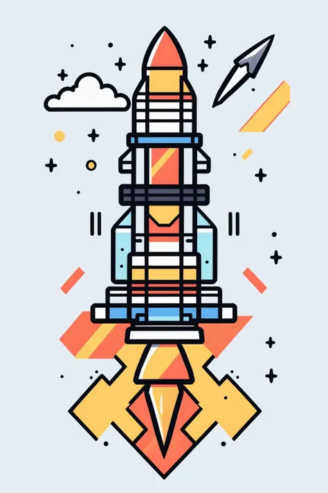 <lora:minimal_vector_style:1>, rocket,, (masterpiece, best quality, high quality, highres, ultra-detailed),