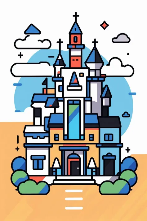 <lora:minimal_vector_style:1>,castle, (masterpiece, best quality, high quality, highres, ultra-detailed),