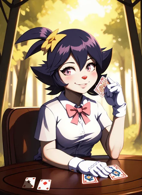 animedot,fur trim, body fur, (best quality), detailed fluffy fur, looking at viewer, medium breasts, hair flower, smile, relaxed pose, sitting,
perfect hourglass body, full body, holding cards, playing card,
school uniform, serafuku, white shirt, pink sailor collar, pink bow, white gloves,
(detailed canadian forest:1.2)
(majestic:1.2), (photographic:1.2), (realistic:1.2), (photorealistic:1.2),(masterpiece:1.2), (highly detailed:1.2), (intricate:1.2), (best quality:1.2),(8k:1.2), cinematic light, vivid colors
<lora:animedot-v1:1> <lora:PlayingCards:0.5>