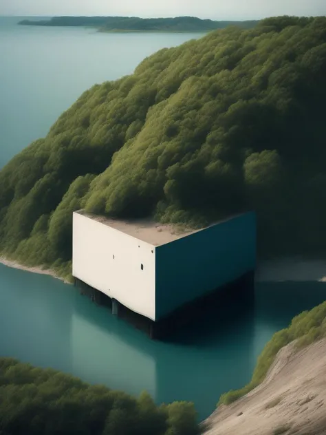 <lora:AkosMajor:1>kenzo tange tye architecture ,in a hill by the lake photo by Andreas Gursky,4k