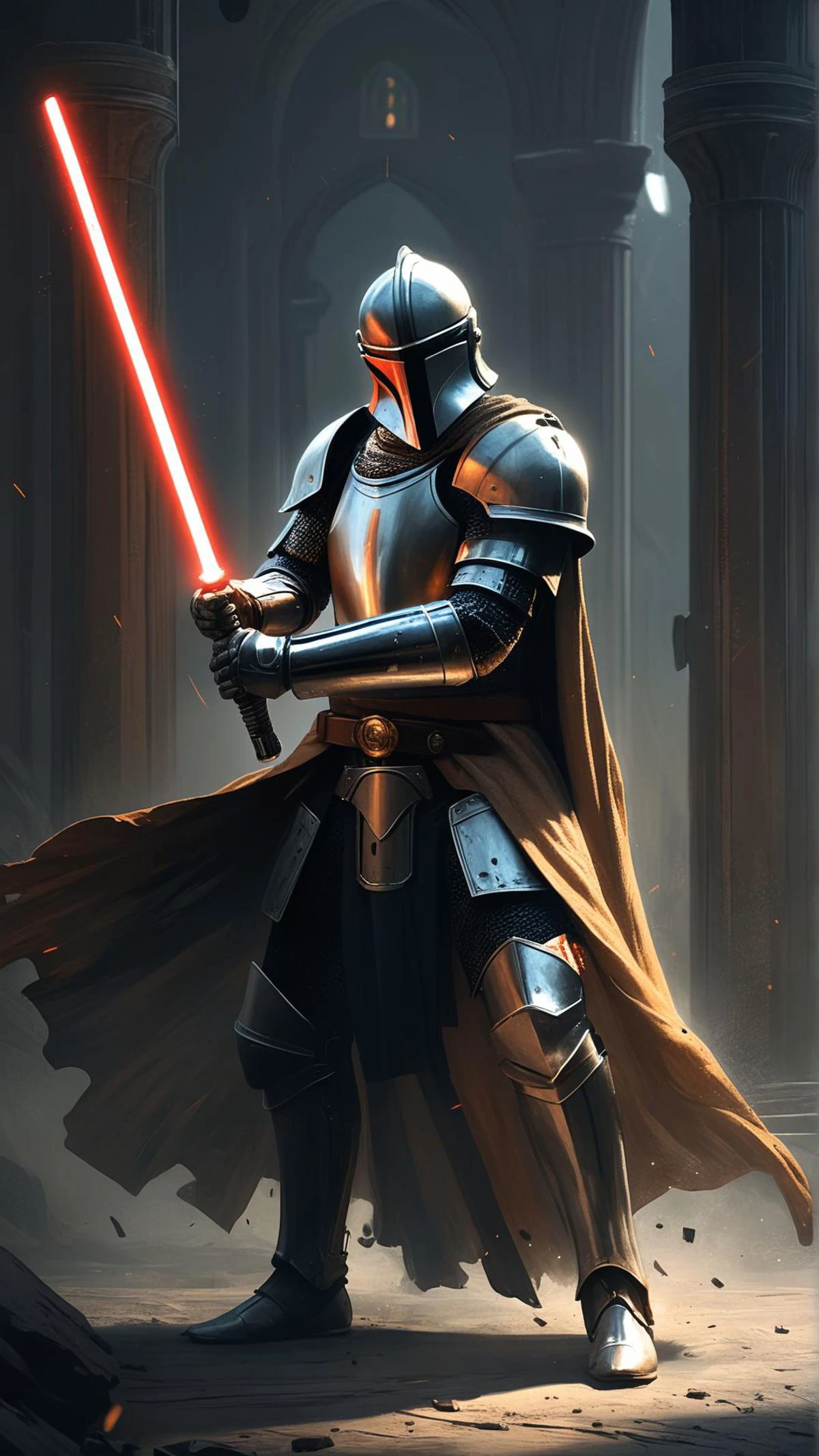 A knight wielding a lightsaber.
,masterpiece, best quality, creative artwork, trending on artstation,