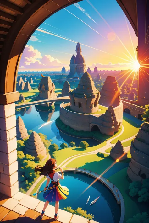 1girl, (fantasy art stylized by Stephanie Pui-Mun Law:0.7) and (Heinrich Campendonk:0.9) and (Marc Brunet:1.0) , colorful Oil painting, behance, Rule of Thirds, landscape of a Annoyed Cromulent ([The Chocolate Hills|Glasgow]:1.3) from inside of The Sydney Opera House, lush mountains and pond, at Sunset, Anime screencap, Happy, Art Brut, Sunlight, Circular polarizer, Colorful, Liminal dream, Dota style, dslr, adobe lightroom