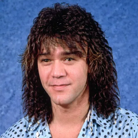 RAW photo, best quality, <lora:EVH:1> zvanhalen wearing red zebra striped overalls, simple blue background