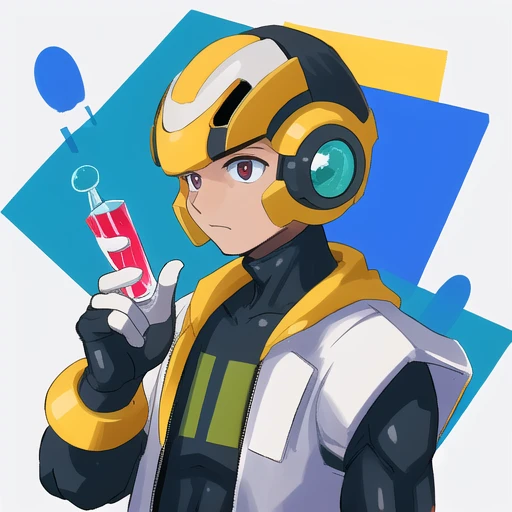 , (masterpiece:1.3), best_quality, absurdres, (solo:1.3), (1boy), upper_body, science_fiction, android, <lora:reploidv2_merge2:0.8>