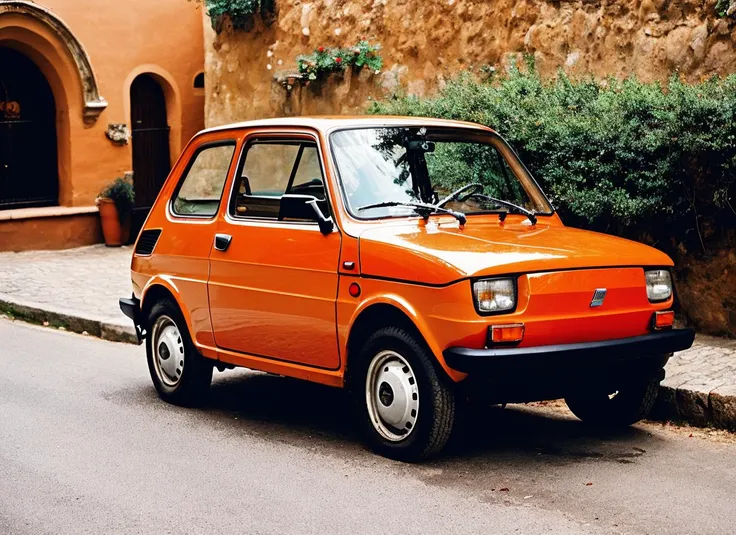 photo of fiatntwsxp car <lora:locon_fiatonetwosixp_v1_from_v1_64_32:1> , in Barcelona, at Park Guell, by Michael Kenna, bohek, hasselblad, epic professional photography, sports illustrated, camel trophy photo