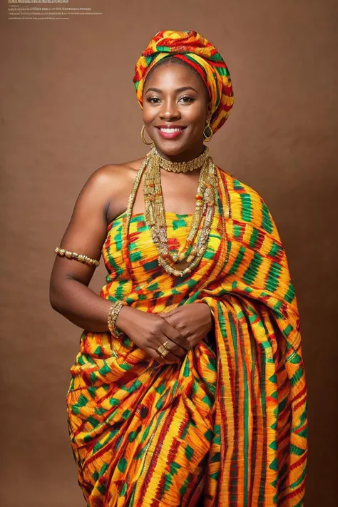 (full body shot:0.5), <lora:Kente:1>, realistic photo of kente, a woman, colorful, beautiful, headwrap, (masterpiece:1.0), (best quality:1.0), ultra detailed, flash photography