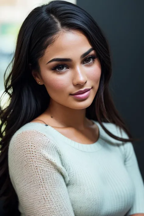 photo of beautiful (jr4mey-130:0.99), a woman in a (cubicle:1.1), perfect hair, wearing (sweater), modelshoot style, (extremely detailed CG unity 8k wallpaper), professional majestic (photography by  walker evans:1.1), (Nikon Z6 II Mirrorless Camera), 24mm, exposure blend, hdr, faded, extremely intricate, High Detail, Sharp focus, dramatic, soft cinematic light, (looking at viewer), (detailed pupils), cute smile, 24mm, 4k textures, soft cinematic light, adobe lightroom, photolab, elegant, ((((cinematic look)))), soothing tones, insane details, hyperdetailed, low contrast, (sfw)