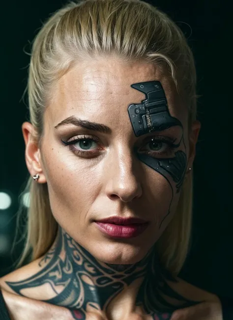 Detailed render 3d illustration portrait cyberpunk (sks woman) (35 year old sks woman), futuristic neon reflective wear, sci-fi, robot parts, ismail inceoglu dragan bibin hans thoma greg rutkowski alexandros pyromallis nekro rene margitte illustrated, perfect face, ((tattoo)),
matte skin, pores, wrinkles, hyperdetailed, hyperrealistic,
Moody Lighting, Hasselblad Award Winner, Soft Diffuse Lighting, Smirk,
machine face, fine details, realistic shaded, intricate, elegant, ariadne