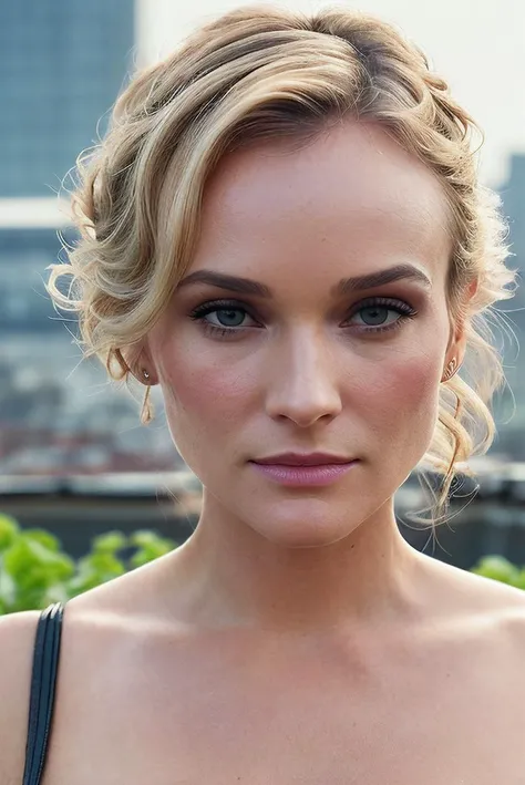 Photo of yvonne strahovski at the giggling, solo, blue eyes, reverse bob haircut, shiny skin, WET skin, headshot, warm atmosphere, photograph, photoshoot, Captured by Panavision Panaflex Platinum Camera with Panavision Primo Primes Spherical Lens 85mm T1.8