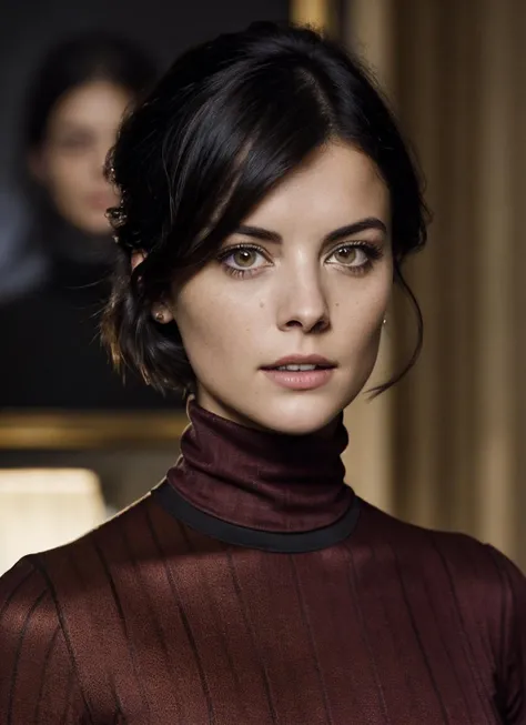 A stunning intricate full color portrait of (sks woman:1), wearing a black turtleneck, epic character composition, by ilya kuvshinov, alessio albi, nina masic, sharp focus, natural lighting, subsurface scattering, f2, 35mm, film grain, <lora:locon_jaimiealexander_v1_from_v1_64_32:1>