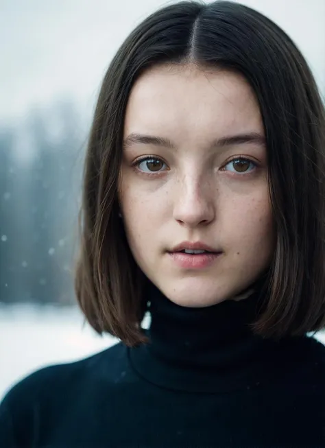 A stunning intricate full color portrait of (sks woman:1), wearing a black turtleneck, epic character composition, by ilya kuvshinov, alessio albi, nina masic, sharp focus, natural lighting, subsurface scattering, f2, 35mm, film grain, <lora:locon_bellaramsey_v1_from_v1_64_32:1>